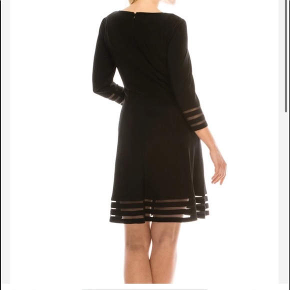 Jessica Howard Mesh Trim Black Dress 16W - Picture 3 of 11